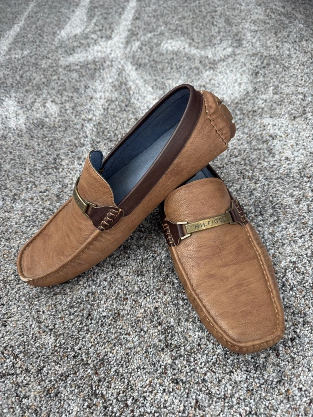 Tommy Hilfiger Tan/Brown Leather Slip-On Loafers